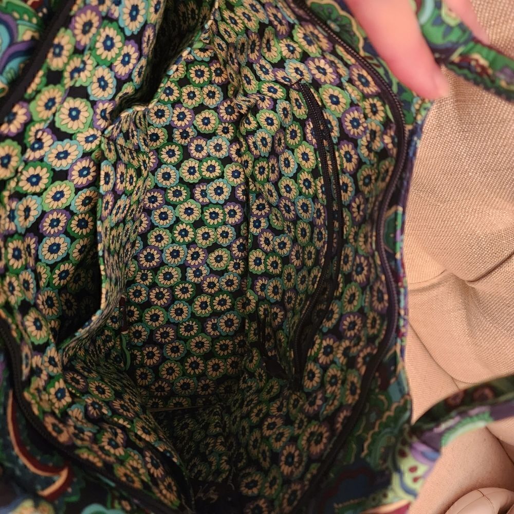 Vera Bradley EUC Green Blue Floral Paisley Handbag Purse - Picture 3 of 3